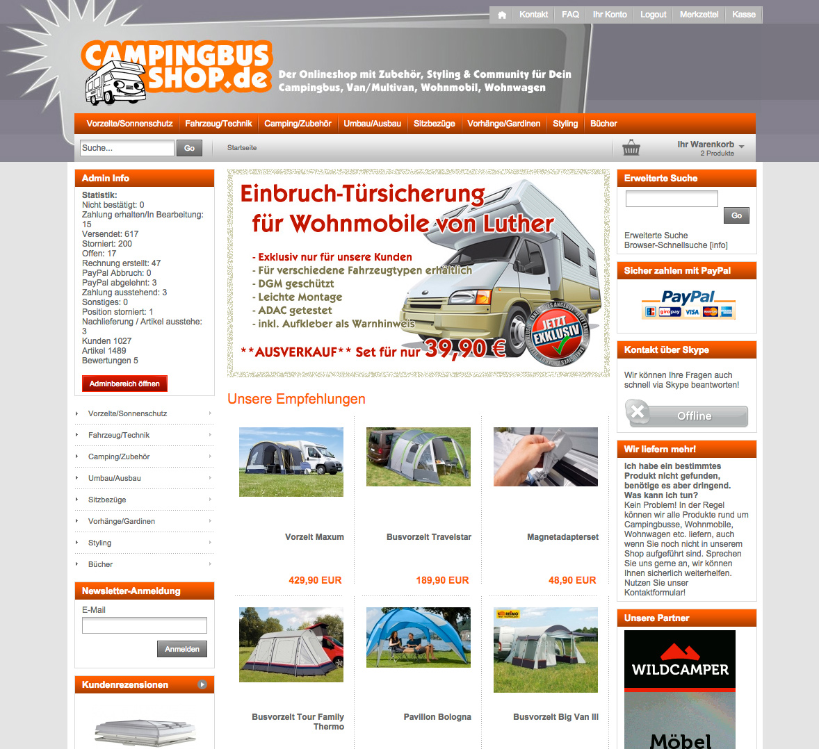 ReDesign für campingbus-shop.de