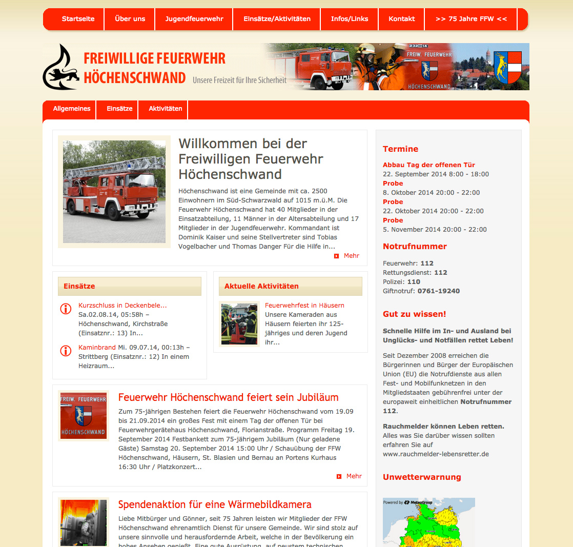 Relaunch Webseite Feuerwehr Höchenschwand